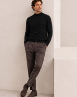 Mock Neck Cashmere Pullover Sweater — Black