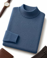 Mock Neck Cashmere Pullover Sweater — Blue