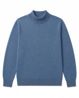 Mock Neck Cashmere Pullover Sweater — Blue