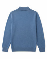 Mock Neck Cashmere Pullover Sweater — Blue