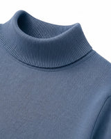 Mock Neck Cashmere Pullover Sweater — Blue