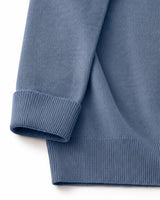 Mock Neck Cashmere Pullover Sweater — Blue