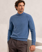 Mock Neck Cashmere Pullover Sweater — Blue