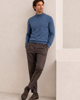 Mock Neck Cashmere Pullover Sweater — Blue