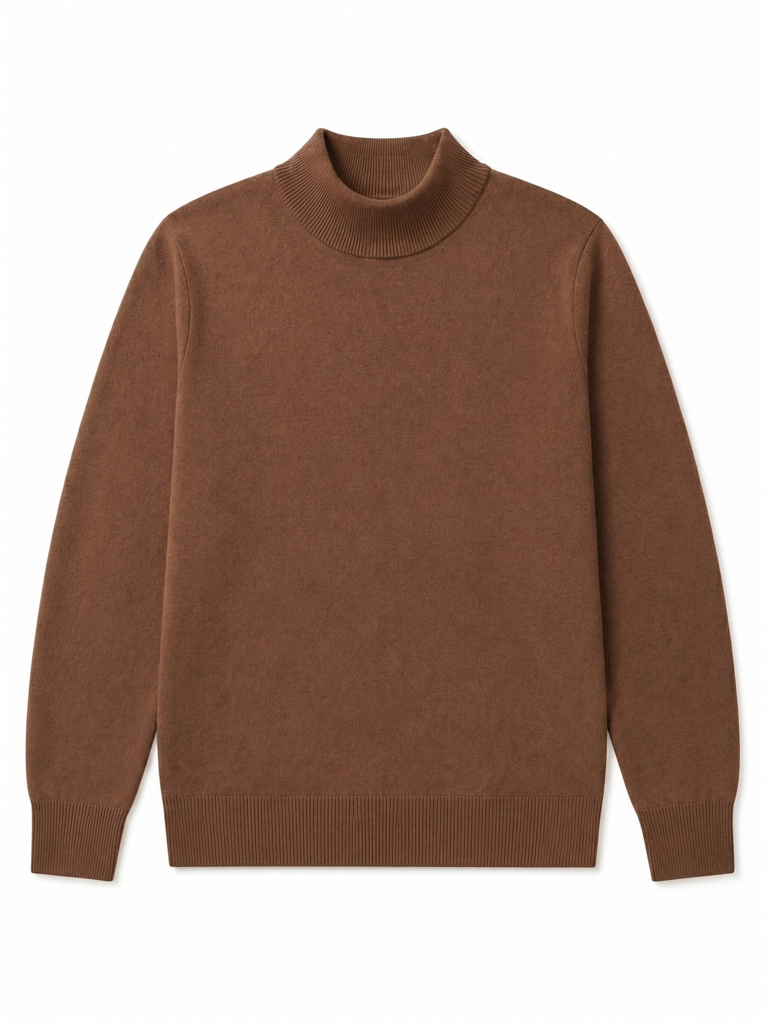 Mock Neck Cashmere Pullover Sweater — Brown