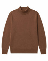 Mock Neck Cashmere Pullover Sweater — Brown