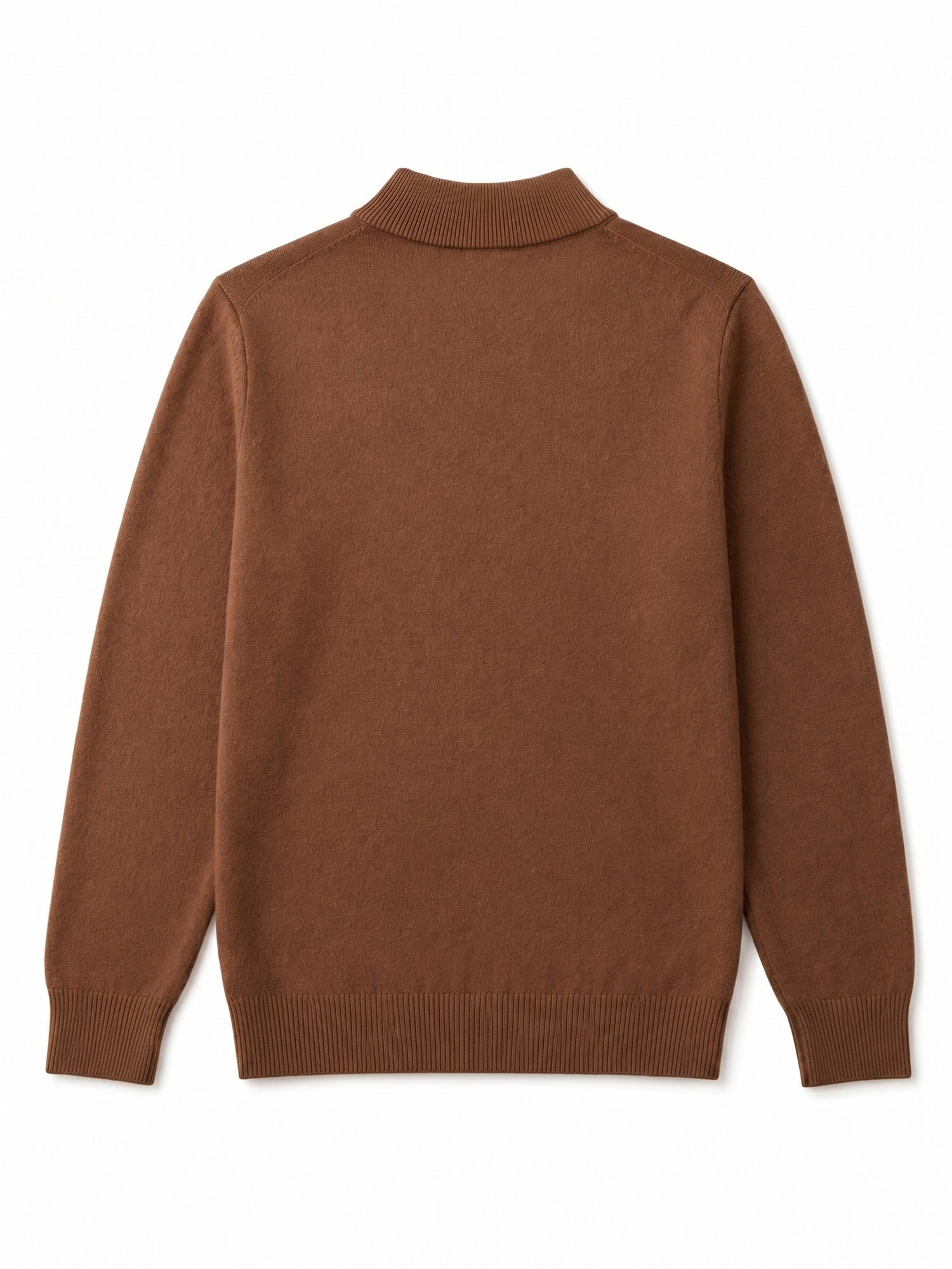 Mock Neck Cashmere Pullover Sweater — Brown