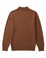 Mock Neck Cashmere Pullover Sweater — Brown