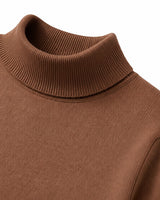 Mock Neck Cashmere Pullover Sweater — Brown