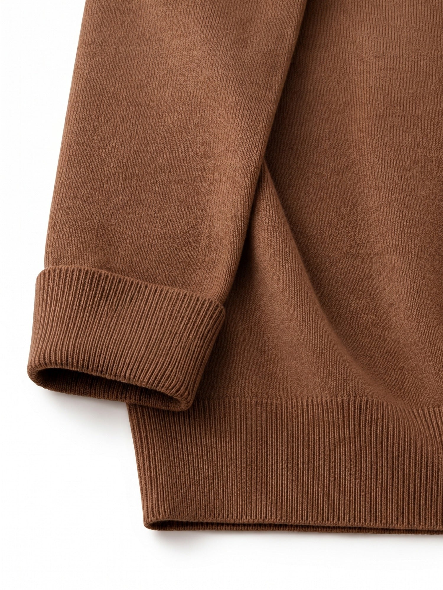 Mock Neck Cashmere Pullover Sweater — Brown