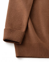 Mock Neck Cashmere Pullover Sweater — Brown