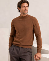 Mock Neck Cashmere Pullover Sweater — Brown