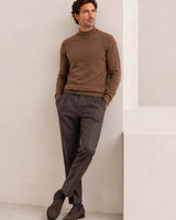 Mock Neck Cashmere Pullover Sweater — Brown