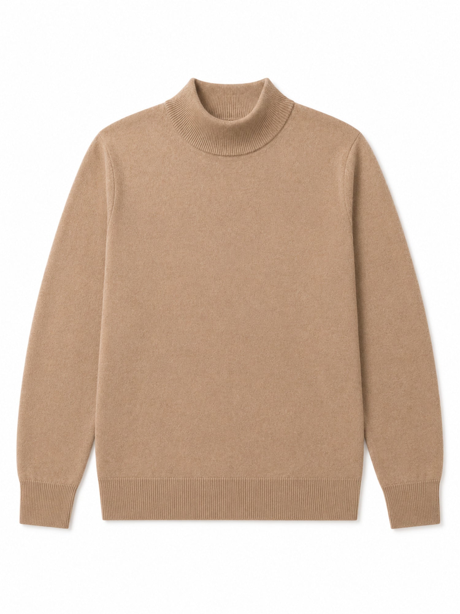 Mock Neck Cashmere Pullover Sweater — Camel