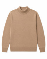 Mock Neck Cashmere Pullover Sweater — Camel