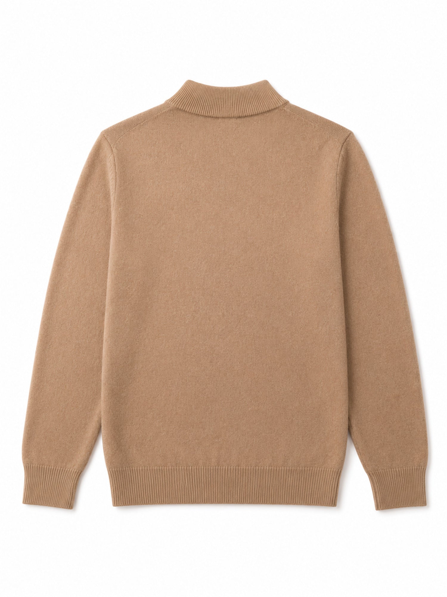 Mock Neck Cashmere Pullover Sweater — Camel