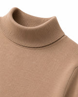 Mock Neck Cashmere Pullover Sweater — Camel