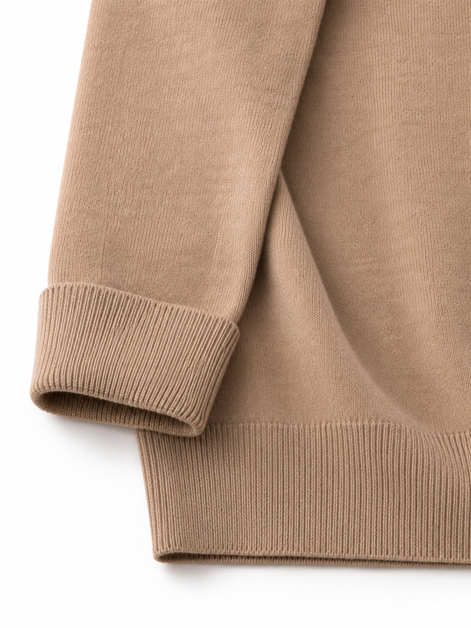Mock Neck Cashmere Pullover Sweater — Camel