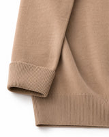 Mock Neck Cashmere Pullover Sweater — Camel