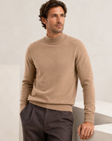Mock Neck Cashmere Pullover Sweater — Camel