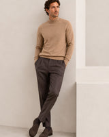 Mock Neck Cashmere Pullover Sweater — Camel
