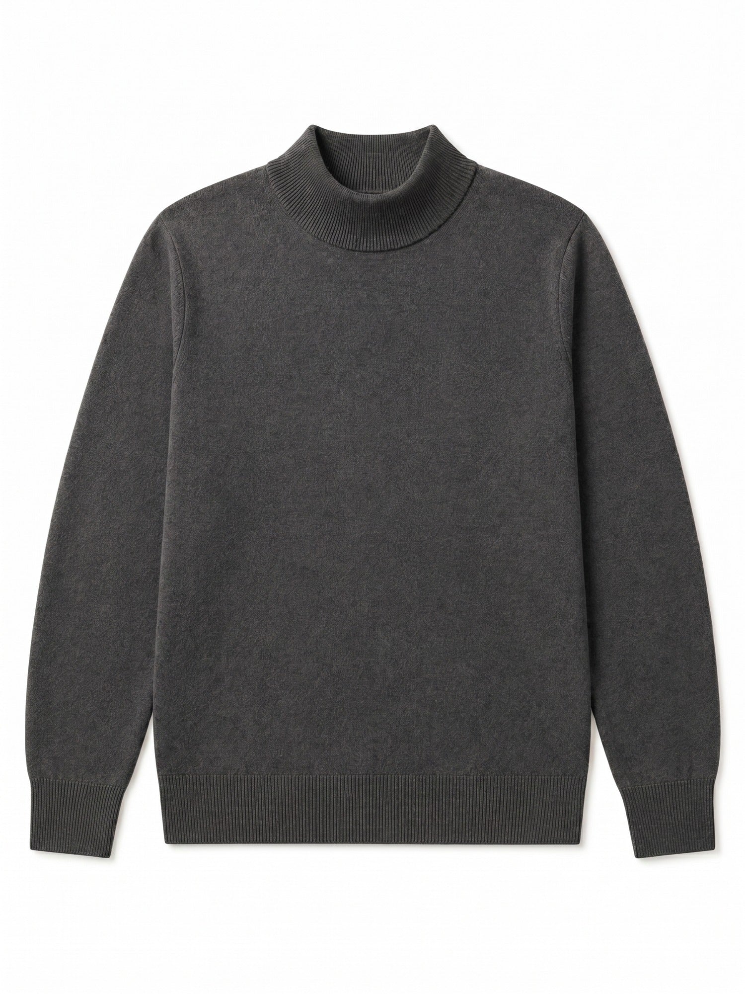 Mock Neck Cashmere Pullover Sweater — Dark grey
