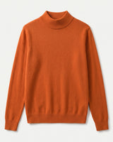 Mock Neck Cashmere Pullover Sweater — Orange
