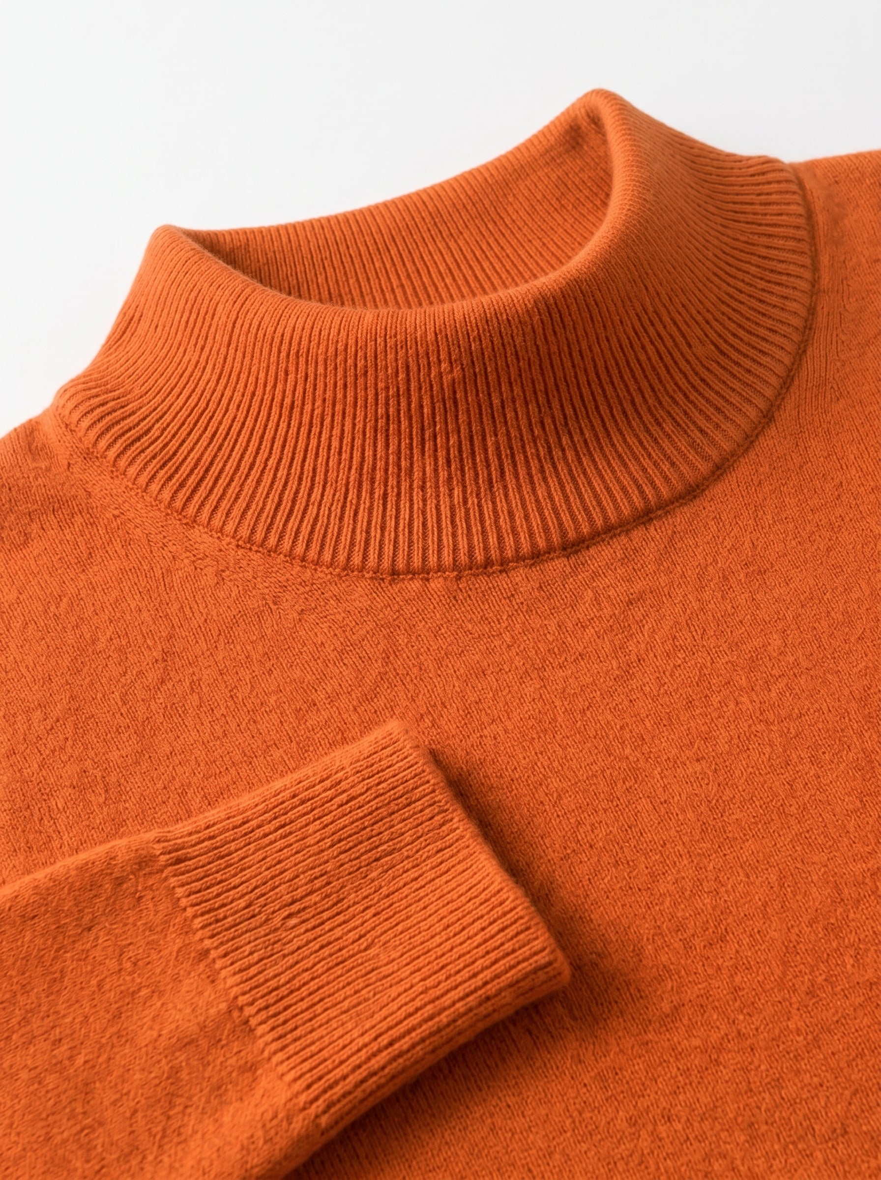 Mock Neck Cashmere Pullover Sweater — Orange