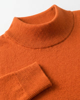 Mock Neck Cashmere Pullover Sweater — Orange