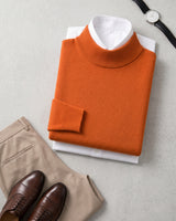 Mock Neck Cashmere Pullover Sweater — Orange