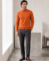 Mock Neck Cashmere Pullover Sweater — Orange