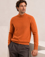 Mock Neck Cashmere Pullover Sweater — Orange