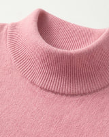 Mock Neck Cashmere Pullover Sweater — Pink