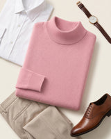 Mock Neck Cashmere Pullover Sweater — Pink