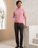 Mock Neck Cashmere Pullover Sweater — Pink
