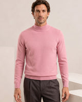Mock Neck Cashmere Pullover Sweater — Pink