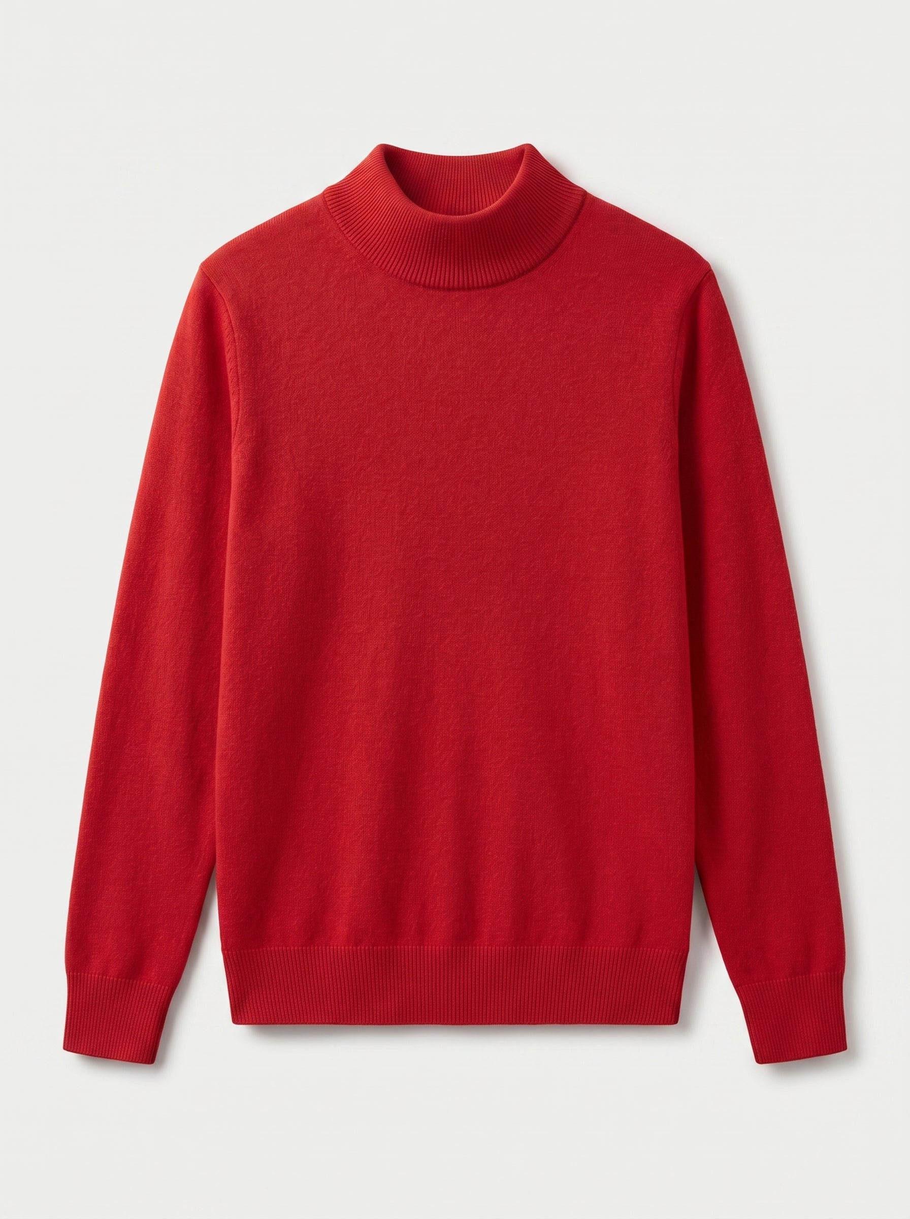 Mock Neck Cashmere Pullover Sweater — Red
