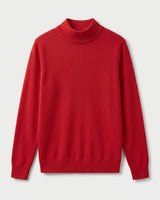 Mock Neck Cashmere Pullover Sweater — Red