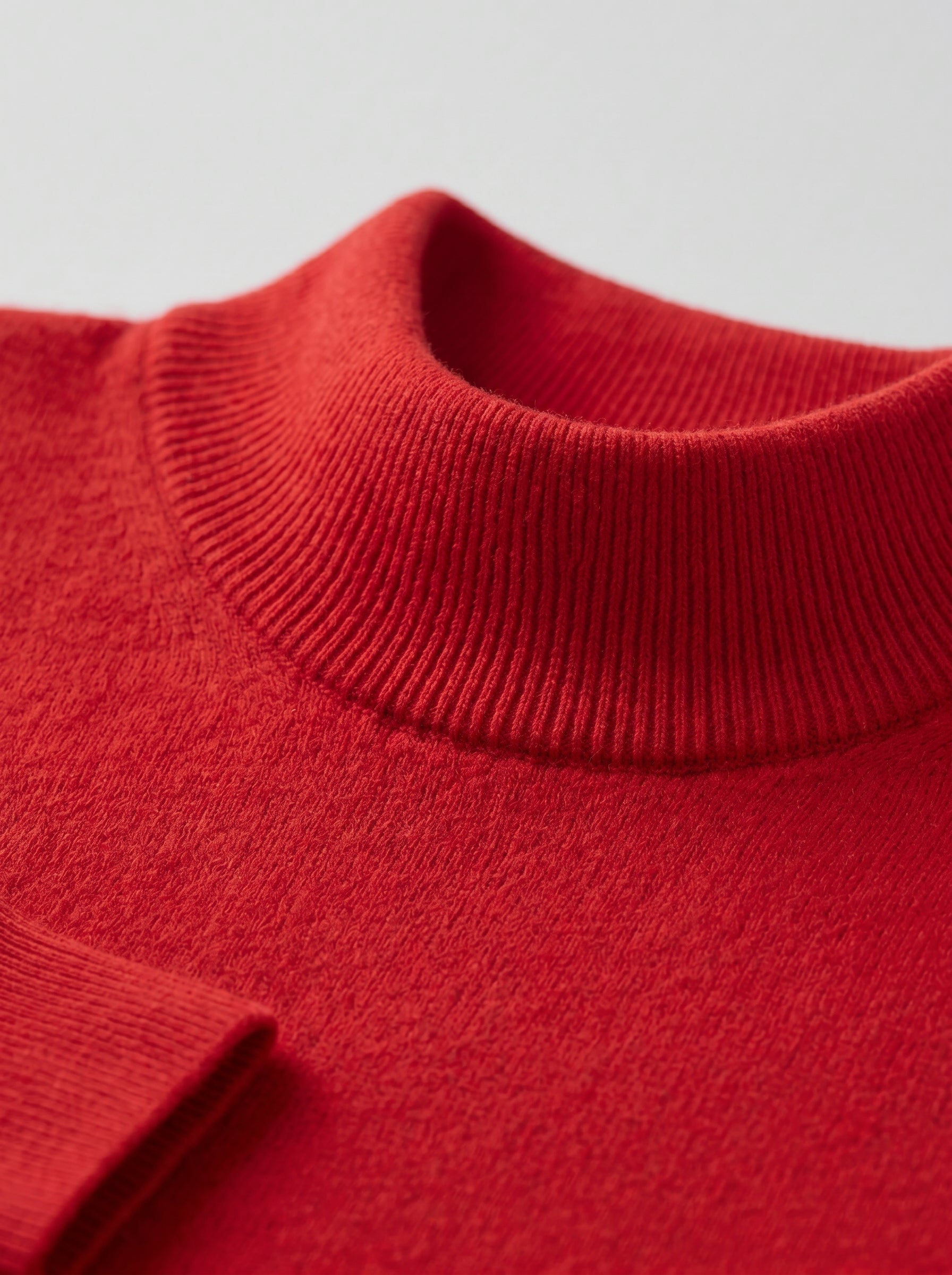 Mock Neck Cashmere Pullover Sweater — Red