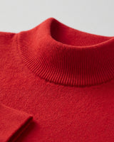 Mock Neck Cashmere Pullover Sweater — Red
