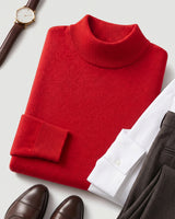 Mock Neck Cashmere Pullover Sweater — Red