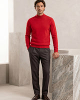 Mock Neck Cashmere Pullover Sweater — Red
