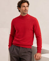 Mock Neck Cashmere Pullover Sweater — Red