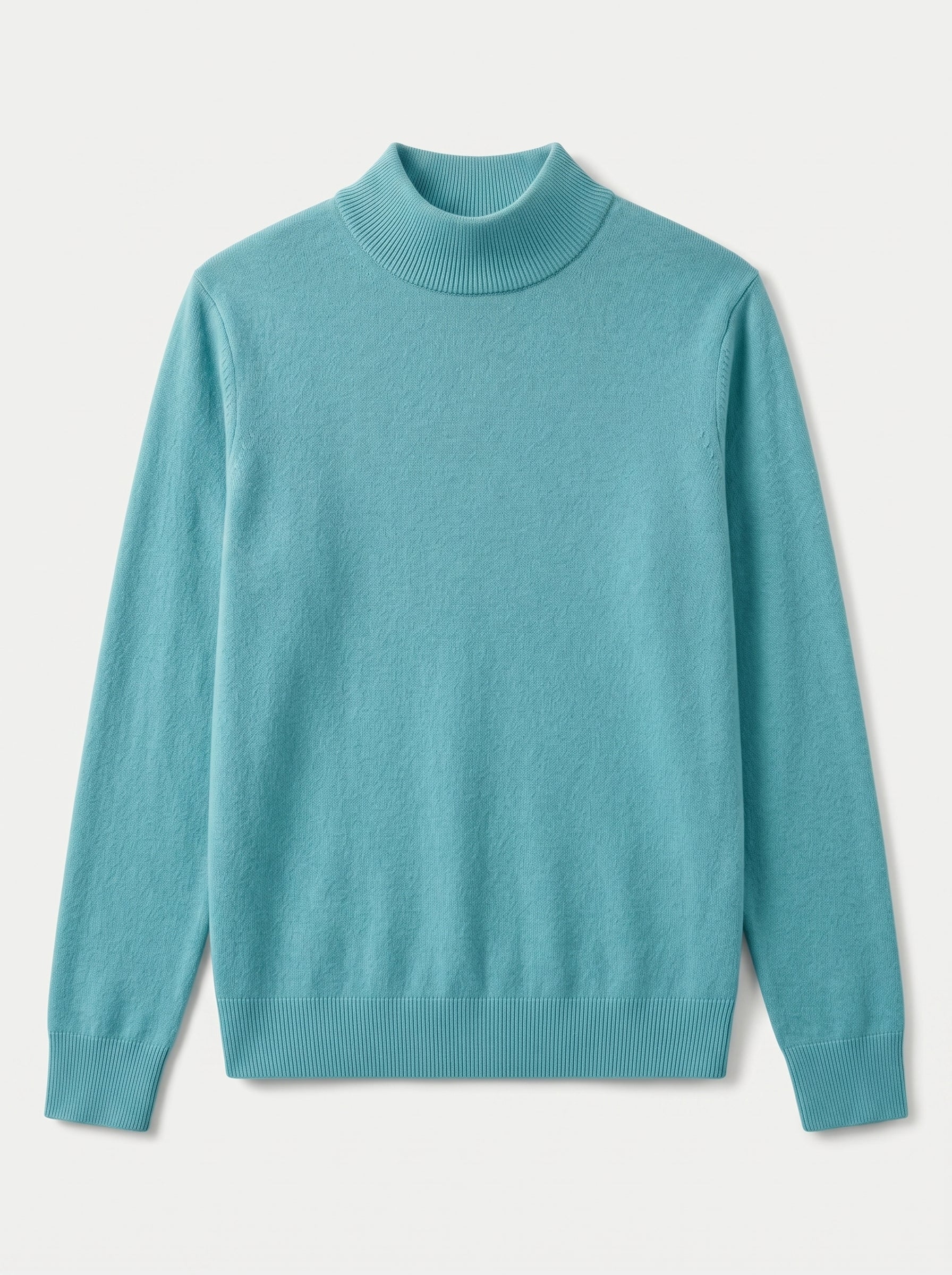 Mock Neck Cashmere Pullover Sweater — Turquoise