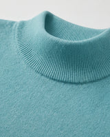 Mock Neck Cashmere Pullover Sweater — Turquoise