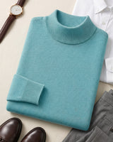 Mock Neck Cashmere Pullover Sweater — Turquoise