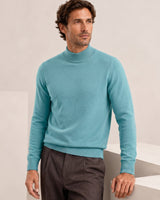 Mock Neck Cashmere Pullover Sweater — Turquoise