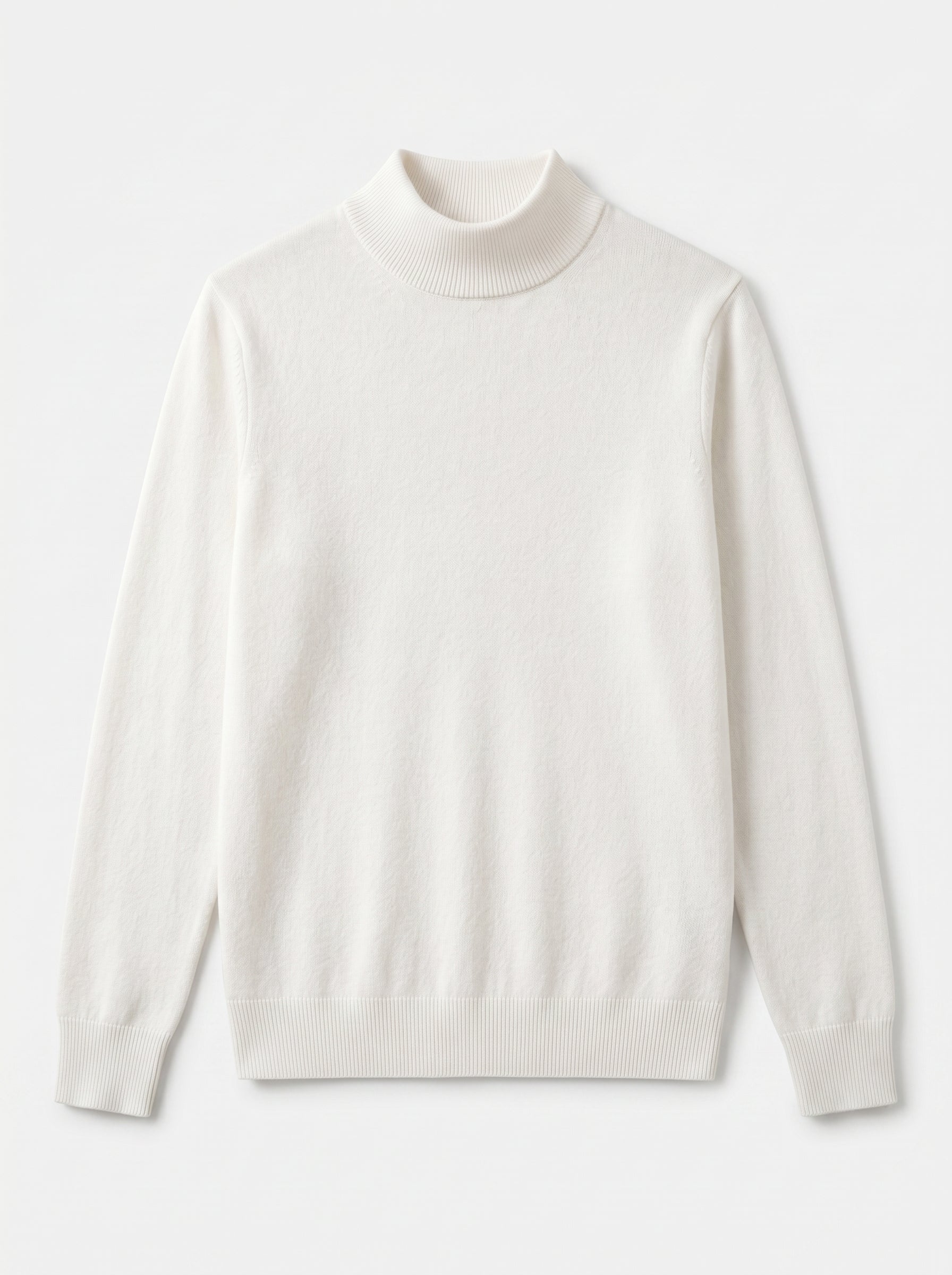 Mock Neck Cashmere Pullover Sweater — White
