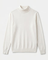 Mock Neck Cashmere Pullover Sweater — White