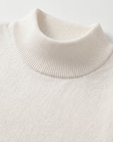 Mock Neck Cashmere Pullover Sweater — White